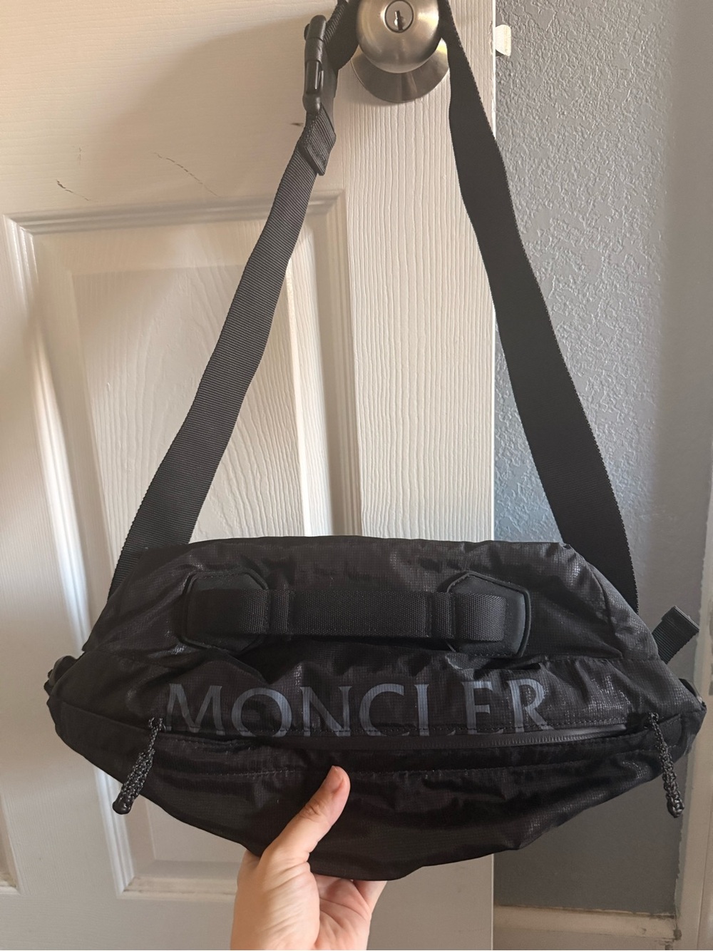 Moncler Black Men's Belt Bag with Logo